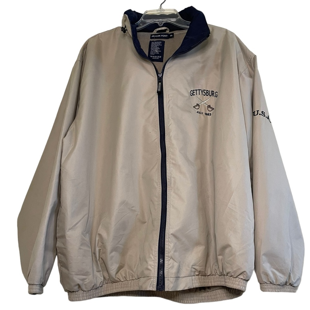BEACON POINT “GETTYSBURG” LIGHTWEIGHT GOLF JACKET Size XL Tan with Blac…